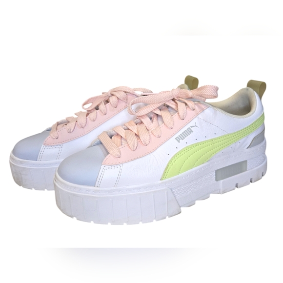 Puma Mayze Pop Colorblocked Leather Lace Up Platform Sneaker Size 8 In Pastels - Picture 3 of 16